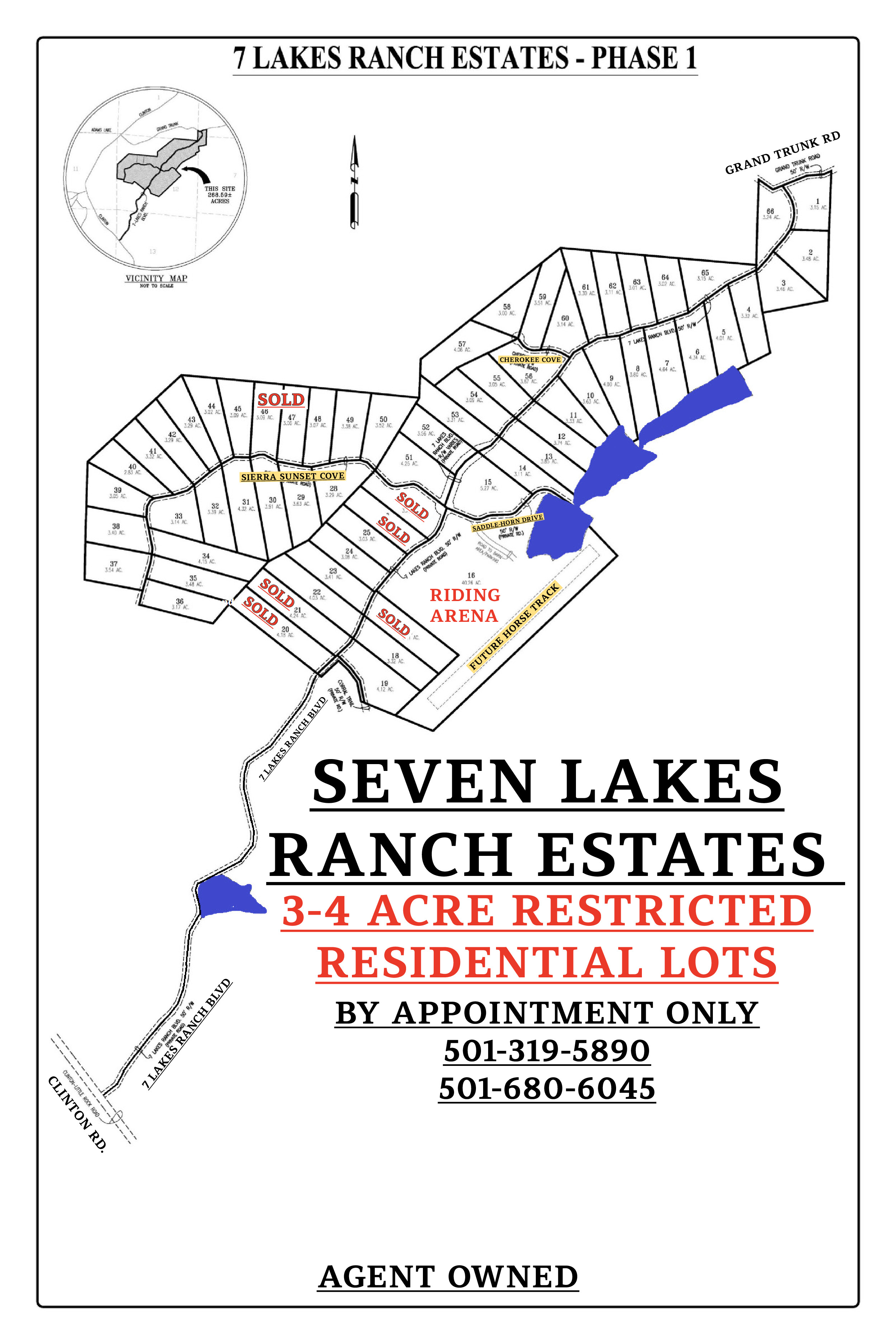 7 Lakes Ranch Estates Phase 1 Lot Map with Streets
